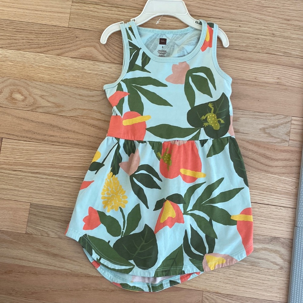 Tea Collection: floral and frogs high low tank dress